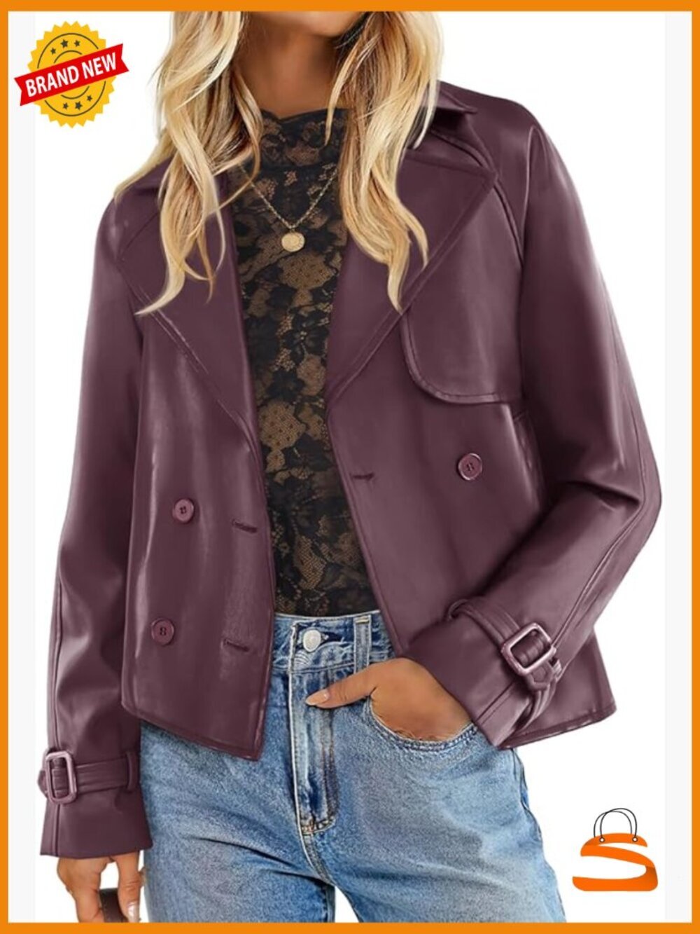 Faux Leather Motorcycle Jacket Oversized Button Down Coat Womens Fall Outwear